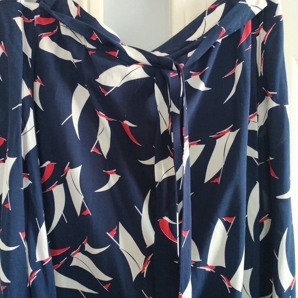 Chaps Nautical Navy Wrap Skirt L - Picture 3 of 10